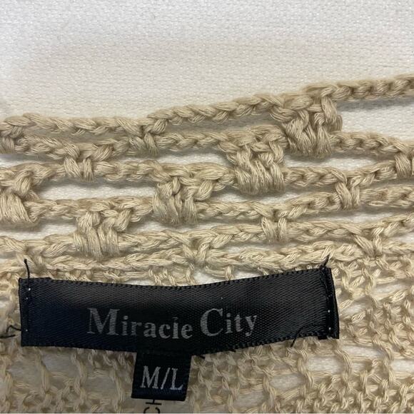 Women's Tan Open-Knit Cardigan - Picture 4 of 10